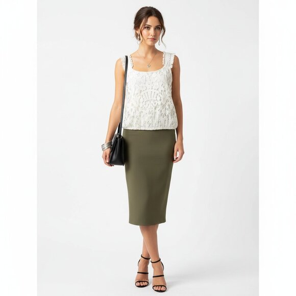 Anthropology Tiny Ivory Lace Sleeveless Cropped Top S - Picture 7 of 7